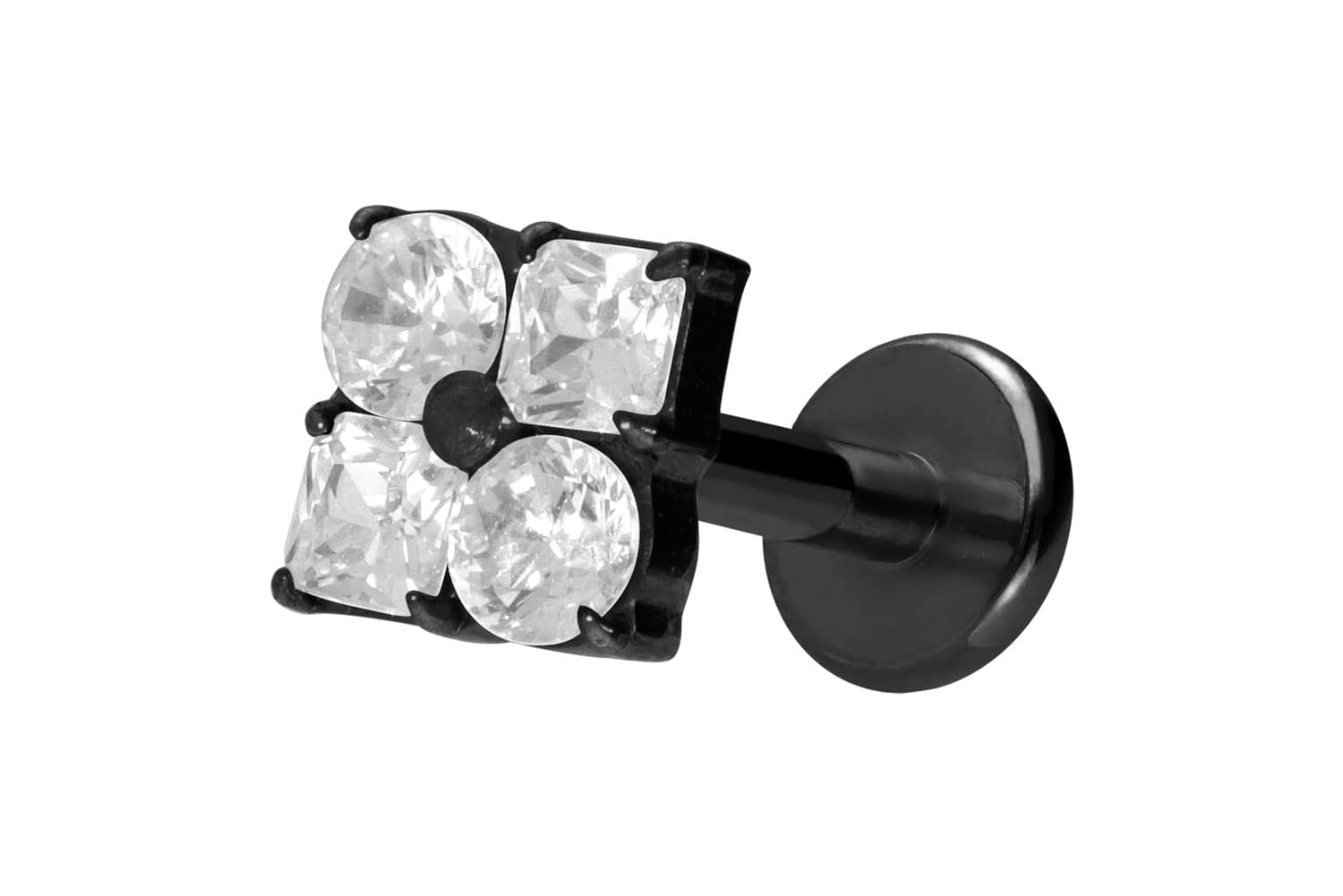 Titan Labret Piercing mit Innengewinde KRISTALLBLUME